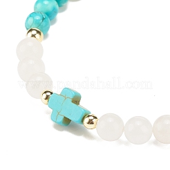 Pulsera elástica con cuentas de turquesa sintética (teñida)&nbsp;BJEW-JB08287-03