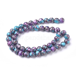 Zusammengesetzte synthetische Silberlinie Türkis und Charoite Perlenstränge&nbsp;G-D0006-C19-8mm