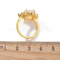 Anillos de dedo de cuarzo rosa natural con girasol&nbsp;RJEW-B113-03G-09