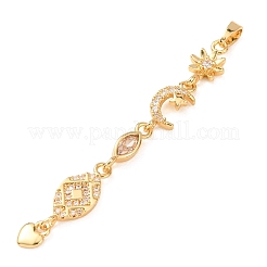 Colgantes grandes de latón con borlas y circonitas cúbicas transparentes micro pavé.&nbsp;KK-L271-01G-01