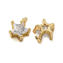 Placage de crémaillère en laiton micro pavé breloques en zircone cubique claire&nbsp;KK-Z045-13G