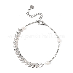 Pulseras de eslabones de perlas naturales cultivadas de agua dulce&nbsp;BJEW-JB12857-02