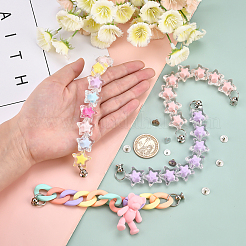 1 ensemble de chaînes gourmettes en résine et 3 chaînes à perles en plastique de 3 couleurs pour porte-clés DIY&nbsp;MOBA-GF0001-02