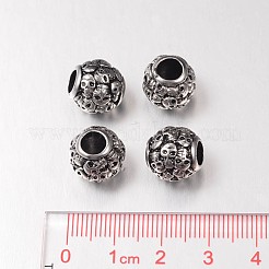 Retro Rondell mit Totenkopf 304 Edelstahl europäische Großlochperlen&nbsp;OPDL-E005-17AS