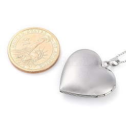 Anlaufgeschützte Medaillon-Anhängerkette aus 304 Edelstahl mit Herzmotiv für Damen&nbsp;LS-NJEW-M050-04E-P
