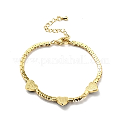 Corazón con pulsera de eslabones esmaltados de mal de ojo con cadenas de tenis de circonitas cúbicas transparentes&nbsp;BJEW-G650-04G