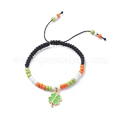 2pcs 2 braccialetti di fascino del trifoglio dello smalto della lega di colore messi&nbsp;BJEW-JB08795