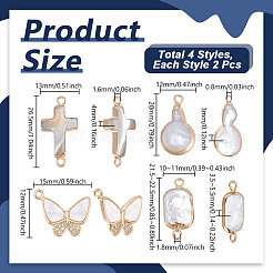 8 Stück 4 Stile Naturperlen & Muschel Verbinder Charm & Anhänger BeZubehör Kits&nbsp;FIND-GA0004-63