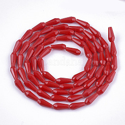 Chapelets de perles en verre opaque de couleur unie&nbsp;GLAA-T009-001A