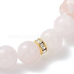 Bracelets extensibles pour femmes en quartz rose naturel de Madagascar et perles de verre filé&nbsp;BJEW-JB13317-02