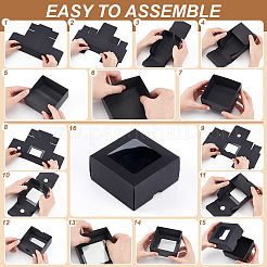 Quadratische Geschenkboxen aus Kraftpapier zur Aufbewahrung&nbsp;CON-WH0095-100B-02