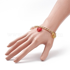 Braccialetto con ciondolo a forma di fiore a lume con catene barbazzale in alluminio da donna&nbsp;BJEW-TA00176-01