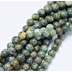 Brins de perles turquoises africaines naturelles (jaspe)&nbsp;G-D840-90-10mm