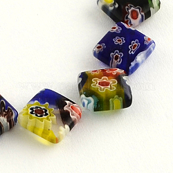 Rombo perle di vetro millefiori a mano fili, colore misto, 12x12x4mm, Foro: 1 mm, circa 26pcs/filo, 11.4 pollice