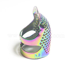 Protector de dedos de dedal de costura de latón, protector de dedo ajustable, diy herramientas de costura, color del arco iris, 23mm