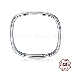 925 квадратное кольцо из серебра с родиевым покрытием, модные тонкие кольца, микропейв прозрачный кубический цирконий, платина, внутренний диаметр: 15.7 мм