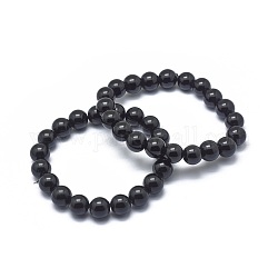 Stretch-Armbänder aus synthetischen schwarzen Steinperlen, Runde, 2 Zoll ~ 2-3/8 Zoll (5~6 cm), Perle: 5.8~6.8 mm