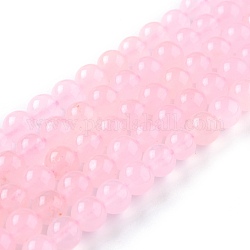 Натуральный белый нефритовые четки, круглые, окрашенные, розовые, 8 мм, отверстие : 1 мм, около 49 шт / нитка, 15.16'' (38.5 см)