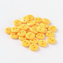 2-дырочные плоские круглые смолы швейные кнопки для дизайна костюма, желтые, 11.5x2 мм, отверстие : 1 мм