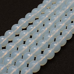 Filamenti di perline Opalite, tondo, sfaccettato, 10mm, Foro: 1 mm, circa 38pcs/filo, 14.9 pollice (38 cm)