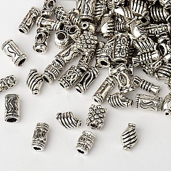 Tibetan Style Beads, Mixed Alloy Tube Beads, Lead Free, Antique Silver, 7.5~17x3~6mm, Hole: 0.5~4mm