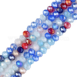 Filo di perline in vetro, sfaccettato, rondelle, blu fiordaliso, 3.5x3mm, Foro: 0.9 mm, circa 130pcs/filo, 14.37 pollice (36.5 cm)