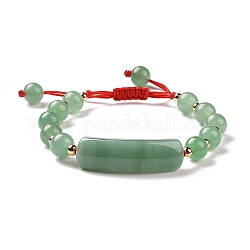 Natürliche grüne geflochtene Perlenarmbänder aus Aventurin für Damen und Herren, mit Messing-Perlen, Innendurchmesser: 1-7/8~3 Zoll (4.9~7.5 cm)