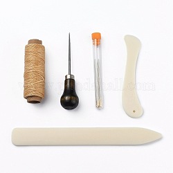 Outils de couture en cuir, outils de couture à la main en cuir, avec fil ciré et aiguille pour la confection du cuir, couleur mixte, 8.6 cm