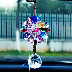 Flor de vidrio con adornos colgantes de borla, para decoraciones colgantes de espejo interior de coche, colorido, 350mm