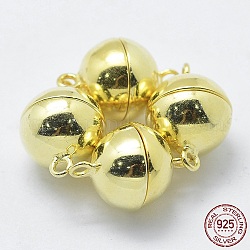 925 магнитные застежки из стерлингового серебра, с 925 маркой, круглые, золотые, 12x8 мм, отверстие : 1 мм
