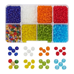 8 seme di vetro colorato, colori satinati, tondo, colore misto, 3mm, Foro: 1 mm, circa 15 g / colore
