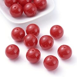Fluorescent Chunky Acrylic Beads, Round, Red, 20mm, Hole: 2~3mm