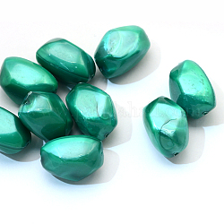 Perles acryliques nacrées, pépites, sarcelle, 20x15~15.5x14~14.5mm, Trou: 1.5mm