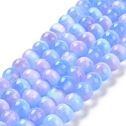 Brins de perles de sélénite naturelles, Grade a, teinte, ronde, lilas, 10mm, Trou: 0.8mm, Environ 36~38 pcs/chapelet, 15.16~15.35'' (38.5~39 cm)