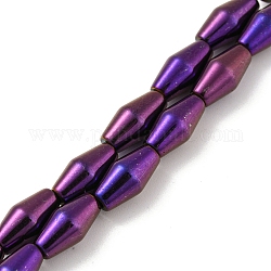 Hebras de cuentas de hematita magnética sintética electrochapada, bicono, púrpura chapado, 6.2~6.5x12~12.5mm, agujero: 1.4 mm, aproximamente 33 pcs / cadena, 16.89'' (42.9 cm)