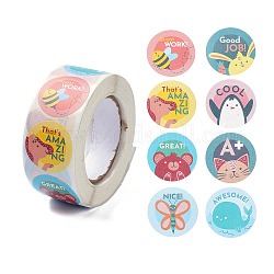 Récompense stickers, autocollants ronds d'encouragement d'animaux pour les enfants, motif animal, 6.5x2.8 cm