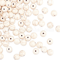 Olycraft 5 brins brins de perles de howlite synthétiques, teints et chauffée, ronde, 8mm, Trou: 1.5mm, Environ 50 pcs/chapelet, 14.96'' (38 cm)
