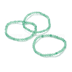 Природные зеленые браслеты простирания авантюрин бисером, круглые, бусины : 4~5 мм, внутренний диаметр: 2-1/4 дюйм (5.65 см)