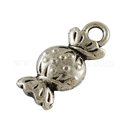 Alloy Pendants, Lead Free & Nickel Free, Candy, Antique Silver, 15x7x4mm, Hole: 2mm
