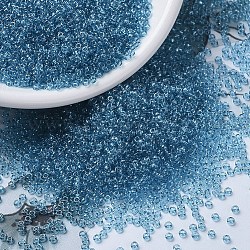 Miyuki runde Rocailles Perlen, japanische Saatperlen, (rr1880) transparenter blaugrauer Goldglanz, 11/0, 2x1.3 mm, Bohrung: 0.8 mm, ca. 1111 Stk. / 10 g