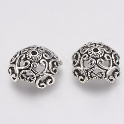 Tibetischen Stil Legierung Perlenkappen, apetalous, cadmiumfrei und bleifrei, Antik Silber Farbe, 18x18x9 mm, Bohrung: 1.5 mm, ca. 320 Stk. / 1000 g