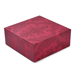 Caja cuadrada de cartón para pulseras con estampado de flores., Estuche para guardar joyas con esponja de terciopelo en el interior., Para la pulsera, cereza, 9.1x9.1x3.65 cm