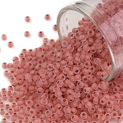 Cuentas de semillas redondas toho, Abalorios de la semilla japonés, (779fm) arco iris de cristal forrado de salmón mate, 11/0, 2.2mm, agujero: 0.8 mm, aproximamente 5555 unidades / 50 g