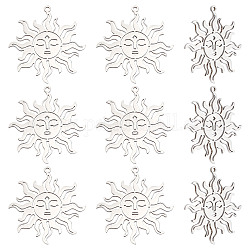 DICOSMETIC 10Pcs Sun Face Charm Hollow Sun Charm Vintage Circle Coin Charm Textured Face Charm Stainless Steel Charms Dangle Jewelry Supplies for DIY Necklace Bracelet Key Chain Crafts, Hole: 1.6mm