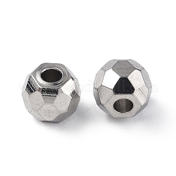 201 Stainless Steel Beads, Round, Stainless Steel Color, 5x4mm, Hole: 1.6mm