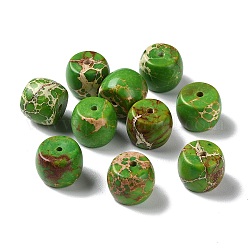 Natürliche kaiserliche Jaspisperlen, gefärbt, Fass, lime green, 10x12 mm, Bohrung: 1.4 mm