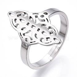 304 anillo ajustable de acero inoxidable con nudo marinero, anillo de banda ancha ahuecado para mujer, color acero inoxidable, nosotros tamaño 6 1/2 (16.9 mm)