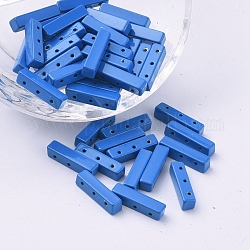 Enlaces de múltiples hilos de aleación pintados con spray, para la fabricación de pulseras elásticas de azulejos, Rectángulo, azul dodger, 16x4x4mm, agujero: 0.8 mm