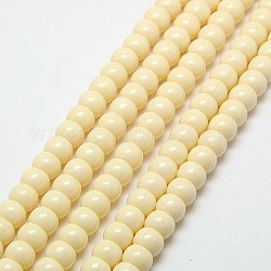 Imitation Amber Resin Drum Beads Strands, Creamy White, 10x7mm, Hole: 2mm, about 55pcs/strand, 15.5inch