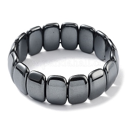 Ematite perline braccialetti elastici sintetici non magnetici, braccialetto di piastrelle, rettangolo, diametro interno: 2-1/4 pollice (5.75 cm), perline:19x12mm